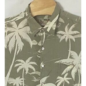 Tori Richard Mens Hawaiian Shirt XL Green Palms Made in Hawaii USA Vintage